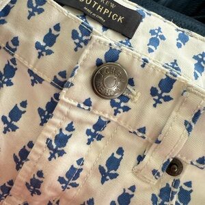J.Crew Blue and white floral thistle Toothpick ankle Pants 28